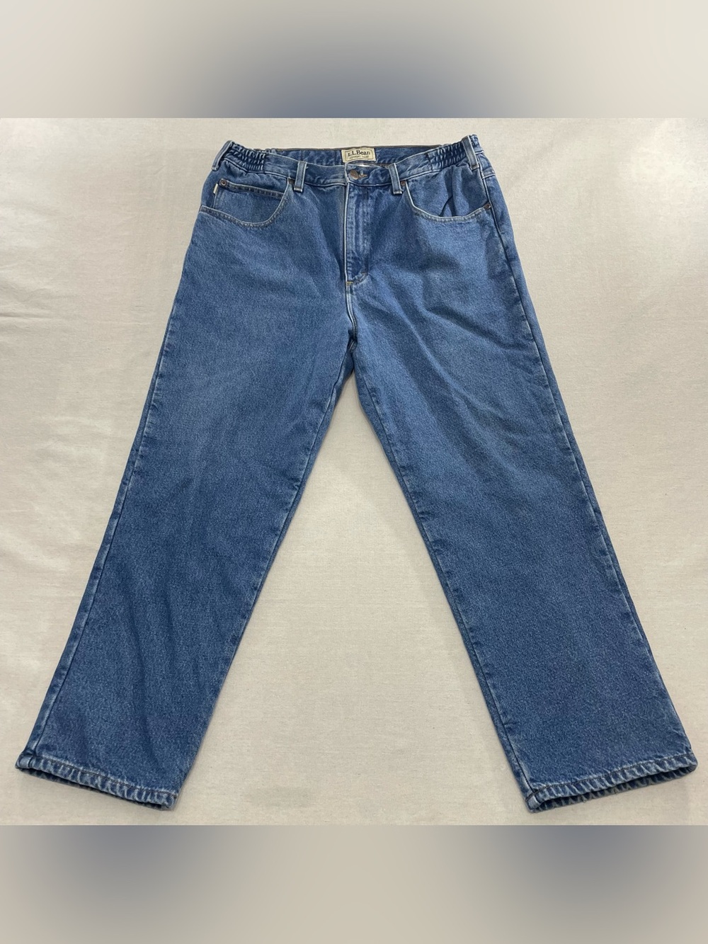 LL Bean Flannel Lined Jeans Men's 34 x 28 Comfort Waist Blue Denim Pants 212508